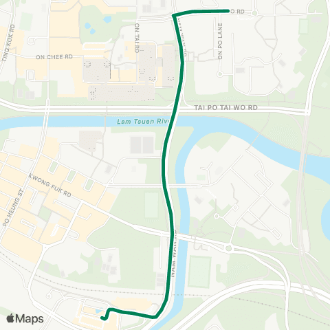 Kowloon Motor Bus Tai Po (Fu Shin) - Tai Po Market Station map