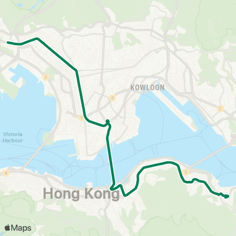 Kowloon Motor Bus Shau Kei Wan - Mei Foo map