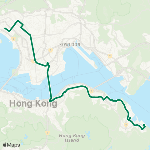 Kowloon Motor Bus Siu Sai Wan (Island Resort) - Cheung Sha Wan (Sham Mong Rd) map