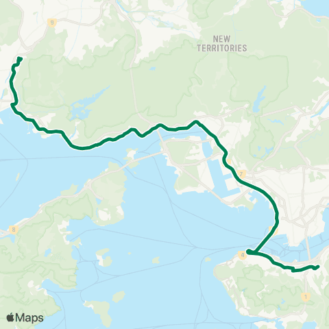 Kowloon Motor Bus Tuen Mun (Fu Tai Estate) - Causeway Bay (Victoria Pk) map