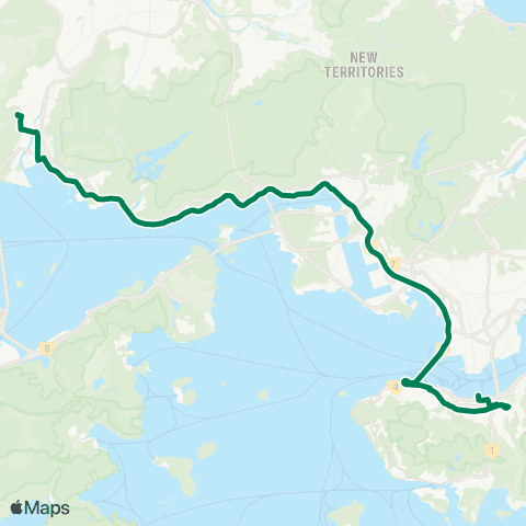 Kowloon Motor Bus Tuen Mun (Shan King Estate) - Wan Chai (Hkcece) map