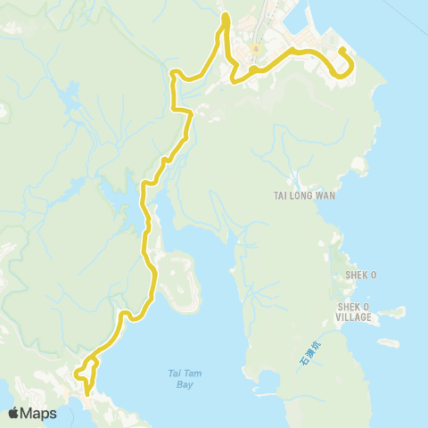Citybus Siu Sai Wan (Island Resort) - Stanley (Circular) map