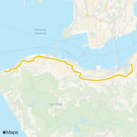 Citybus Kennedy Town - Causeway Bay (Whitfield Rd) map