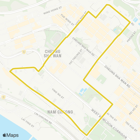 Citybus So Uk - Cheung Sha Wan (Sham Shing Rd) / Fu Cheong Estate (Circular) map