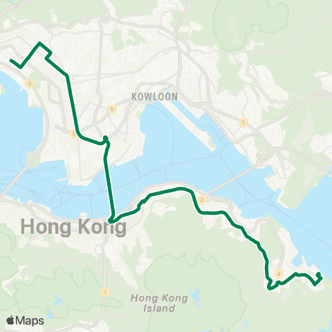 Kowloon Motor Bus Chai Wan (Greenwood Ter) - Cheung Sha Wan (Sham Mong Rd) map