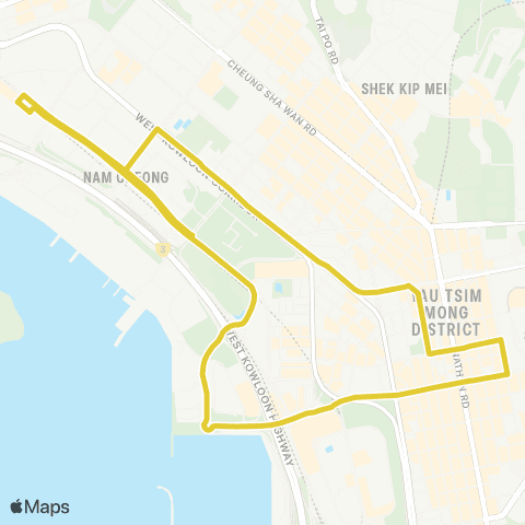 Citybus Hoi Lai Estate - Mong Kok (Circular) map