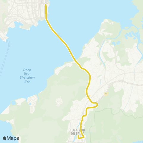 Citybus Tuen Mun Town Centre - Shenzhen Bay Port map