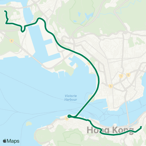 Kowloon Motor Bus Cheung Wang - Causeway Bay (Tin Hau) map