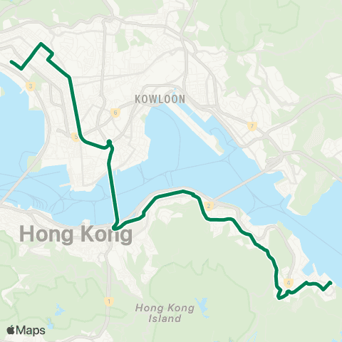 Kowloon Motor Bus Cheung Sha Wan (Sham Mong Rd) - Siu Sai Wan (Island Resort) map