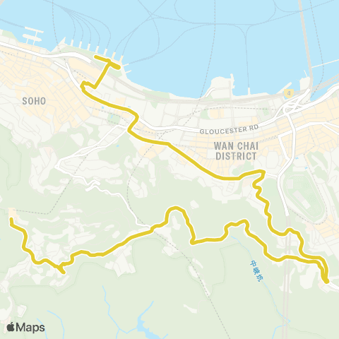 Citybus Central (Central Ferry Piers) - The Peak map