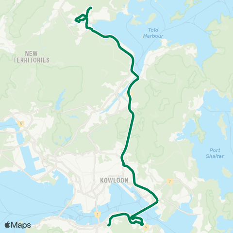 Kowloon Motor Bus Tai Po (Ting Tai Rd) - Causeway Bay (Tin Hau) map