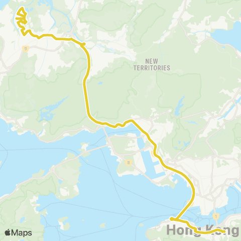 Citybus Tin Shui Wai Town Ctr - Causeway Bay (Moreton Ter) map