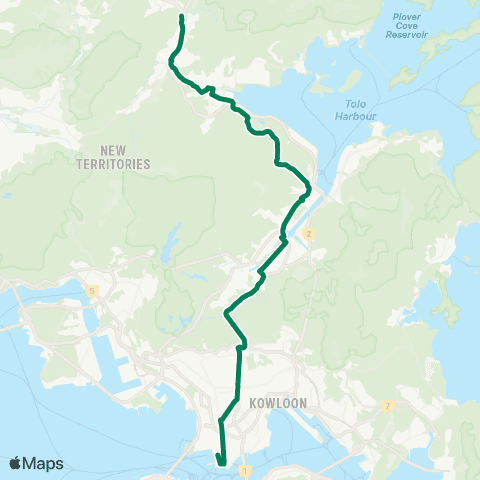 Kowloon Motor Bus Kau Lung Hang - Tsim Sha Tsui (Canton Rd) map