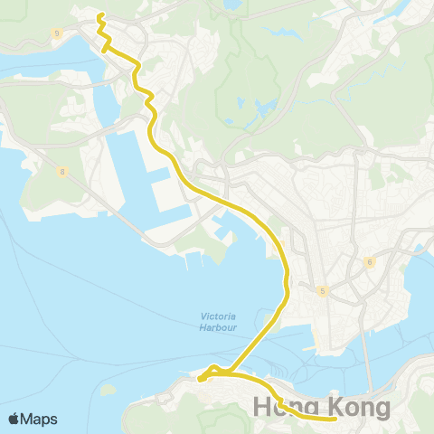Citybus Tsuen Wan W Sta / Tsuen Wan (Discovery Pk) - Exhibition Ctr Sta map