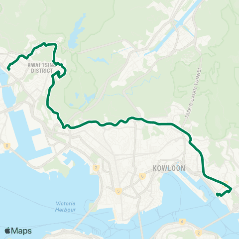 Kowloon Motor Bus Tsuen Wan (Nina Tower) - Kwun Tong Ferry map