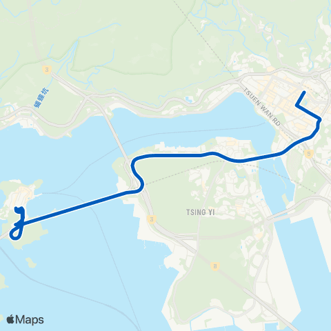 Ma Wan Residents' Services Ma Wan (Pak Yan Rd) - Tsuen Wan Station map