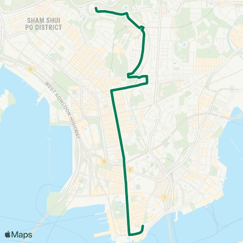 Kowloon Motor Bus Chak On Estate - Tsim Sha Tsui E (Mody Rd) map