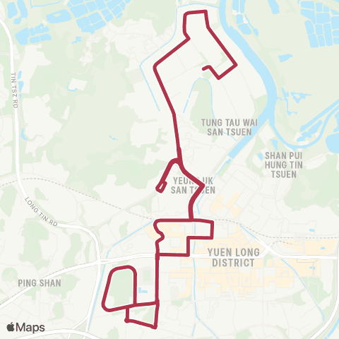 MTR Bus Yuen Long Industrial Estate - Yuen Long Pk (Circular) map