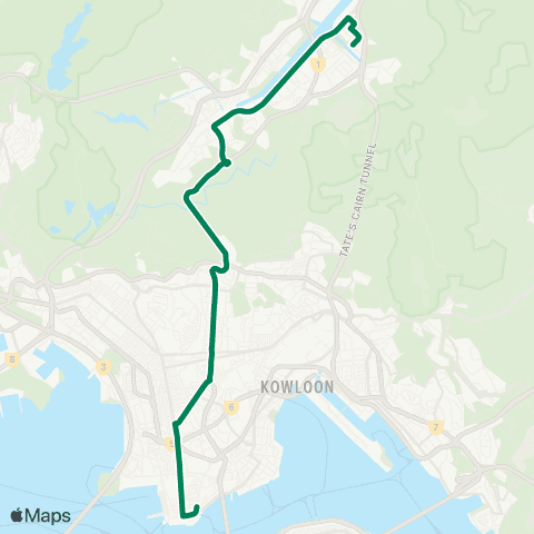Kowloon Motor Bus Shek Mun Estate - Tsim Sha Tsui E (Mody Rd) map