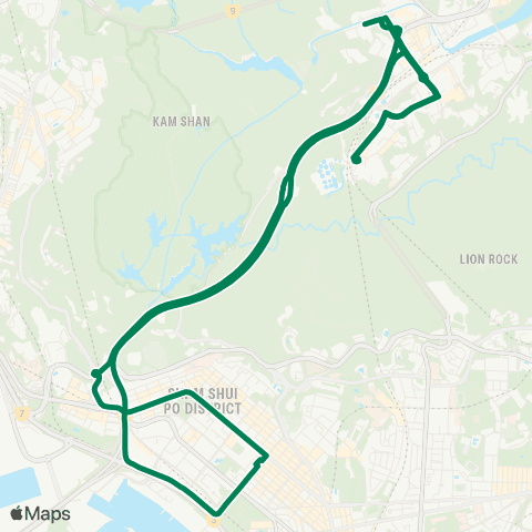 Kowloon Motor Bus Hin Keng - Sham Shui Po (Circular) map