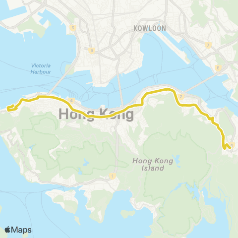 Citybus Shau Kei Wan - Kennedy Town (Belcher Bay) map