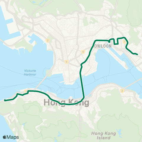 Kowloon Motor Bus Kennedy Town - Kwun Tong (Yue Man Square) map