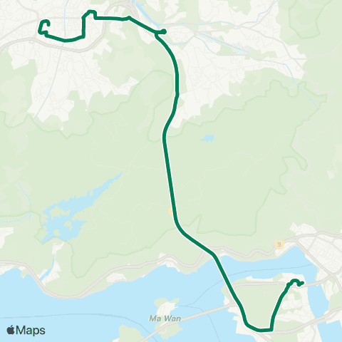 Kowloon Motor Bus Yuen Long Park - Tsing Yi Station map