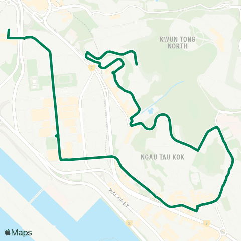 Kowloon Motor Bus Choi Fook - Kai Tak (Kai Ching Estate) map