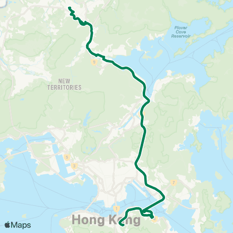 Kowloon Motor Bus Sheung Shui - Causeway Bay map