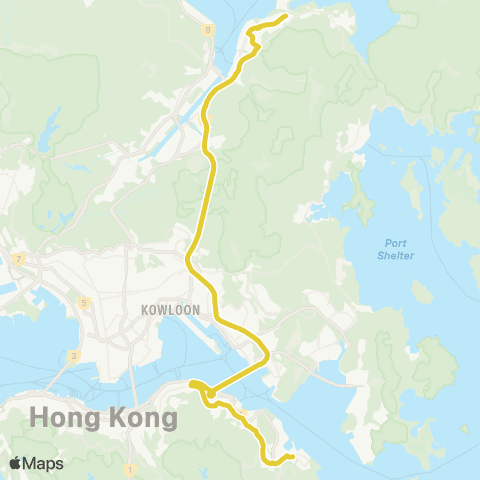 Citybus Wu Kai Sha Station - Chai Wan (East) map