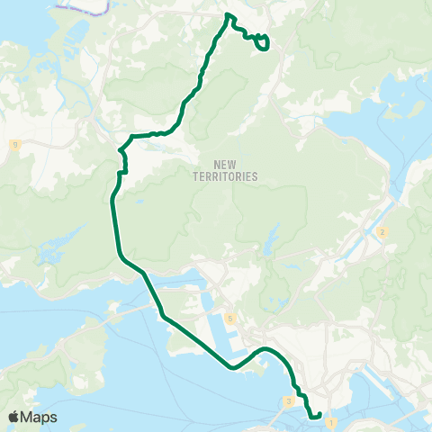Kowloon Motor Bus Fanling (Cheung Wah) - Tsim Sha Tsui E (Mody Rd) map