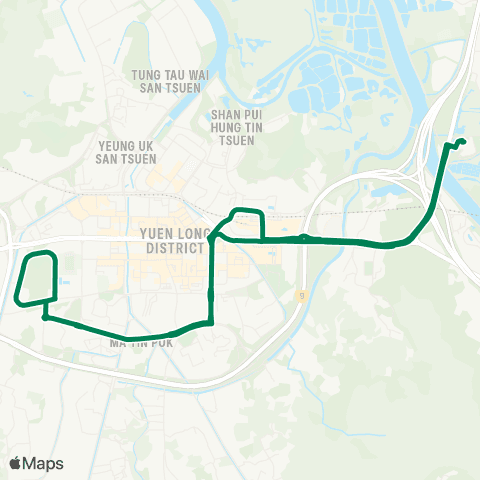 Kowloon Motor Bus Park Yoho - Yuen Long Park (Circular) map