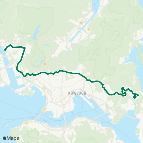 Kowloon Motor Bus Hang Hau (N) (Tseung Kwan O Hosp) - Tsuen Wan W Sta map