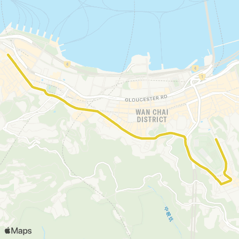 Citybus Wong Nai Chung Rd (Broadwood Rd) - Central map