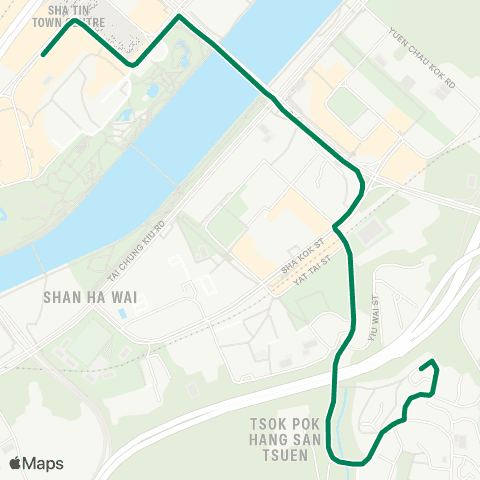 Kowloon Motor Bus Shui Chuen O - Sha Tin Central map