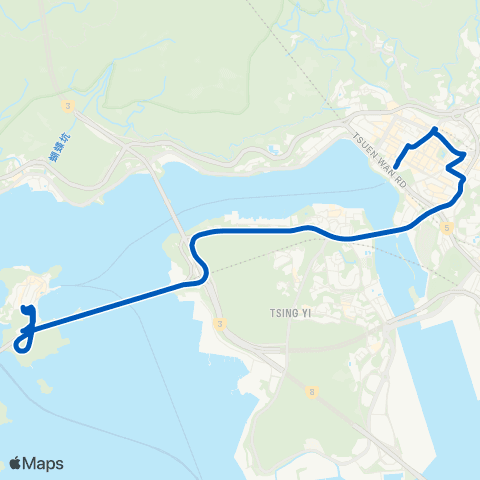 Ma Wan Residents' Services Ma Wan (Pak Yan Rd) - Tsuen Wan W Sta map