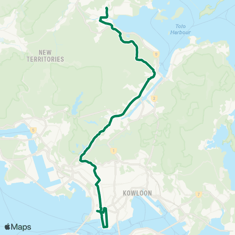Kowloon Motor Bus Jordan (W Kowloon Sta) - Tai Po (Fu Heng) map