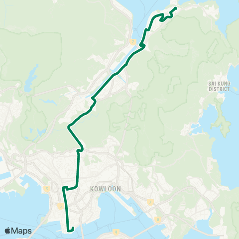 Kowloon Motor Bus Tsim Sha Tsui E (Mody Rd) - Wu Kai Sha Sta map