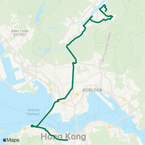 Kowloon Motor Bus Shek Mun Estate - Wan Chai (Fleming Rd) map