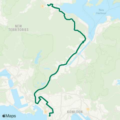 Kowloon Motor Bus Tai Po (Tai Wo) - Mong Kok (Park Avenue) map