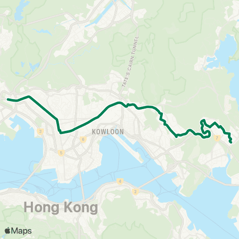Kowloon Motor Bus Hang Hau (Ngan O Road) - Mei Foo map