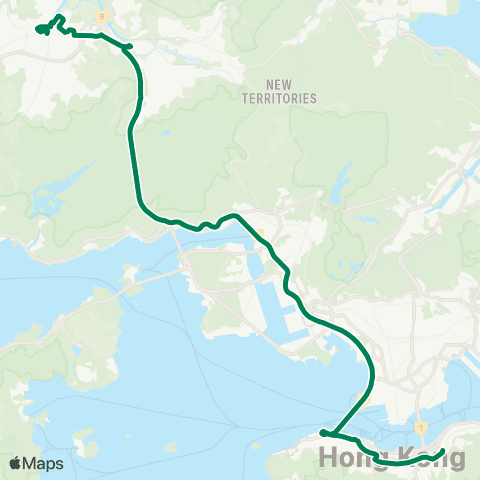 Kowloon Motor Bus Yuen Long (W) - Causeway Bay (Tin Hau) map