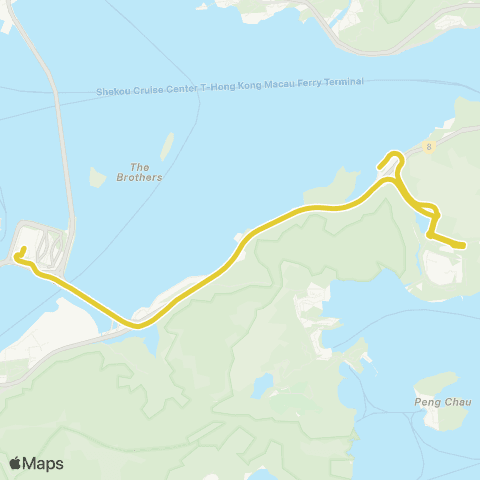 Citybus Hong Kong-Zhuhai-Macao Bridge Hong Kong Port - Sunny Bay Sta map