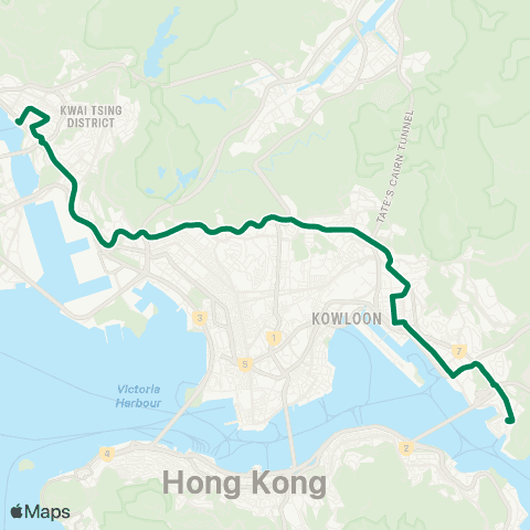Kowloon Motor Bus Tsuen Wan West Station - Yau Tong map