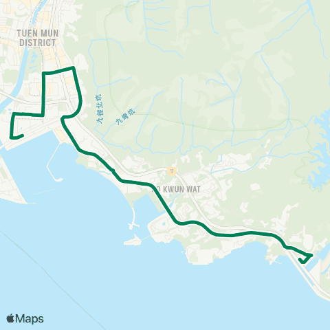 Kowloon Motor Bus Tuen Mun (Hoi Wing Rd) - Tuen Mun Rd. Interchange (Urban Bound) map
