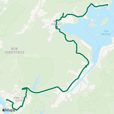 Kowloon Motor Bus Tai Mei Tuk - Tsuen Wan (Nina Tower) map
