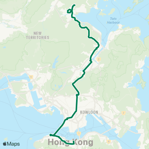 Kowloon Motor Bus Admiralty Station - Fu Tip Bus Terminus map