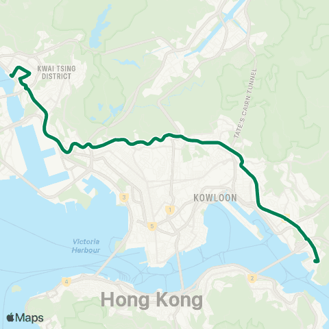 Kowloon Motor Bus Tsuen Wan West Station - Yau Tong map