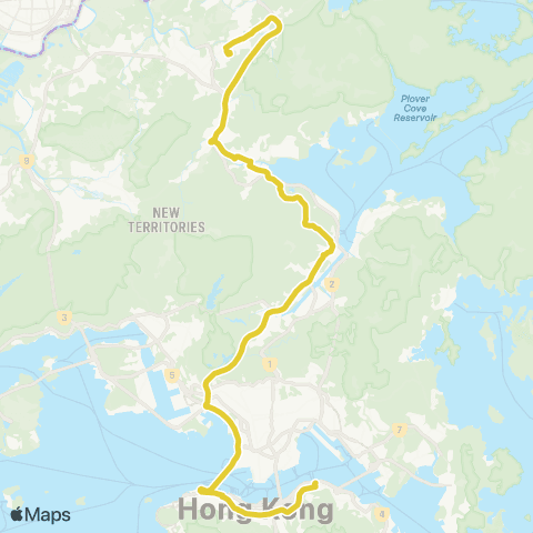 Citybus Queen's Hill Fanling - Central (Hong Kong Sta) map