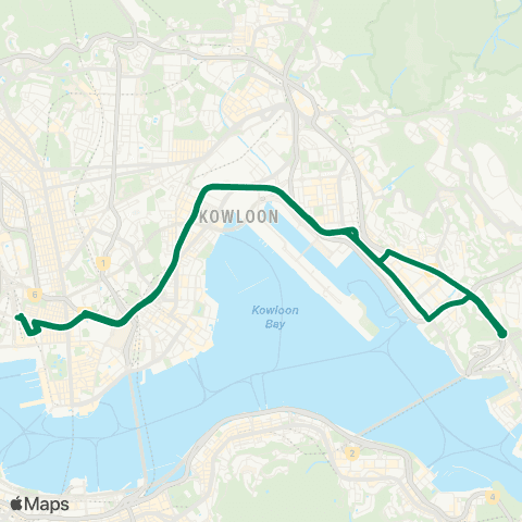 Kowloon Motor Bus Jordan (W Kowloon Sta) - Kwun Tong (Circular) map